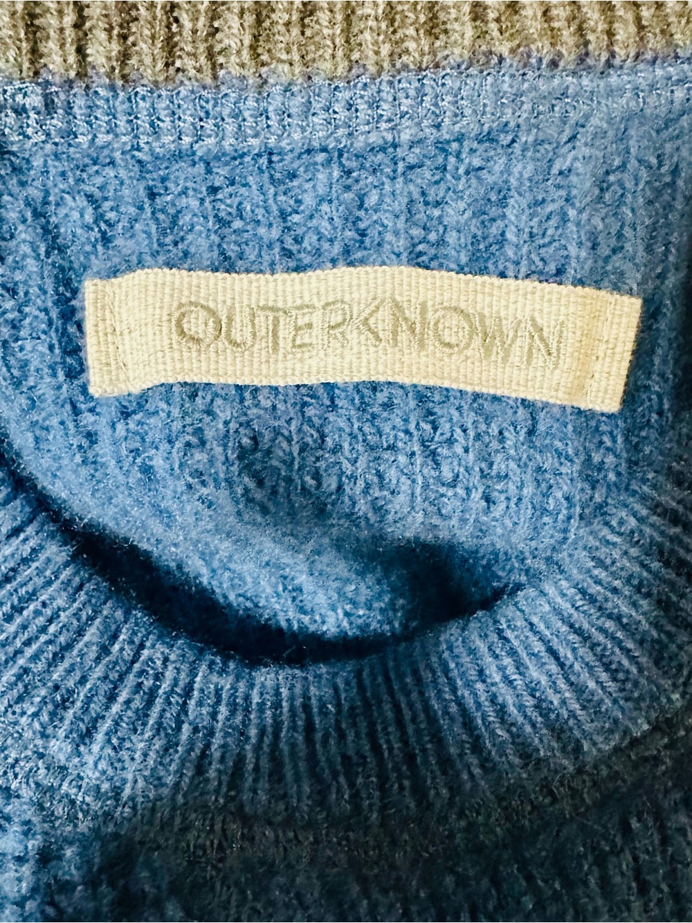 Outerknown Recycled Cashmere Waffle Knit Sweater | Bright Blue Crewneck | Size S - Picture 4 of 6